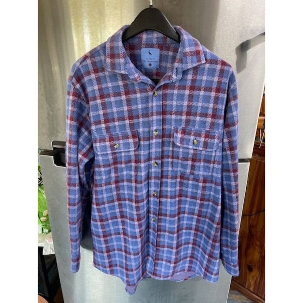 Tailorbyrd Plaid Button-Up Shirt "The‎ Sweatertshirt" Blue/Red Check Men's Large